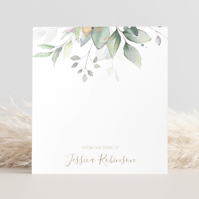 Watercolor Eucalyptus Greenery Personalised Notepad (Creator Uploaded)