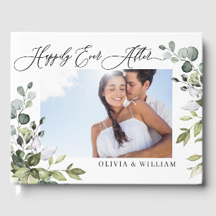 Watercolor Eucalyptus Greenery PHOTO Wedding Guest Book