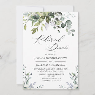 Watercolor Eucalyptus Greenery Rehearsal Dinner In Invitation