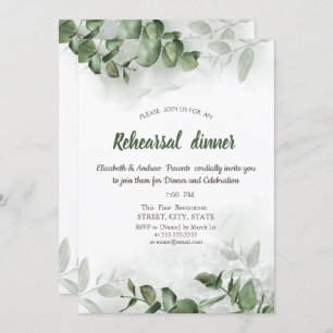 Watercolor Eucalyptus Greenery Rehearsal Dinner Invitation