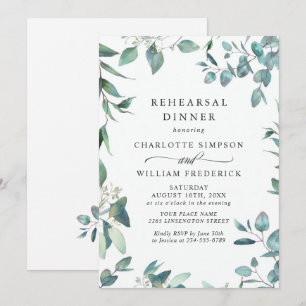 Watercolor Eucalyptus Greenery Rehearsal Dinner Invitation