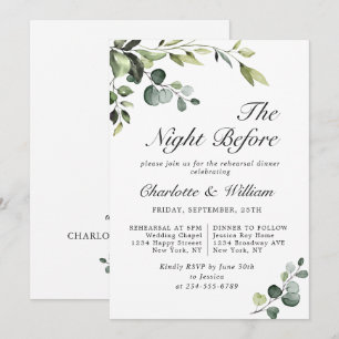 Watercolor Eucalyptus Greenery Rehearsal Dinner Invitation