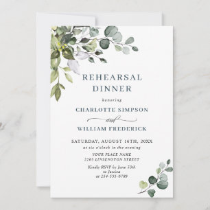 Watercolor Eucalyptus Greenery Rehearsal Dinner Invitation