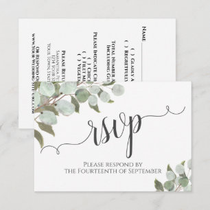 Watercolor Eucalyptus & Greenery Rustic Wedding RSVP Card