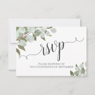 Watercolor Eucalyptus & Greenery Rustic Wedding RSVP Card
