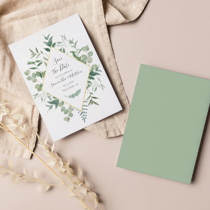 Watercolor Eucalyptus Greenery Save the Date