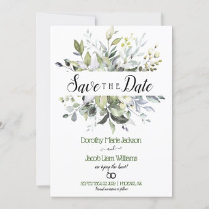 Watercolor Eucalyptus Greenery Save the Date Invitation