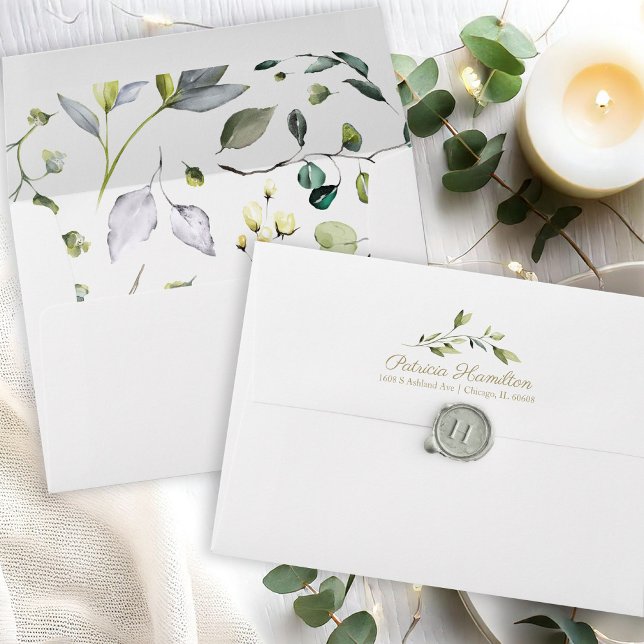 Watercolor Eucalyptus Greenery Simple Beautiful  Envelope (Creator Uploaded)