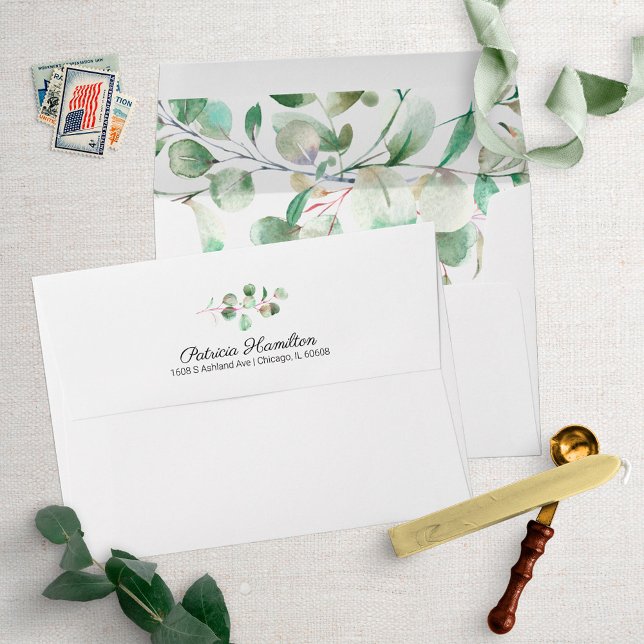 Watercolor Eucalyptus Greenery Simple Beautiful  Envelope (Creator Uploaded)