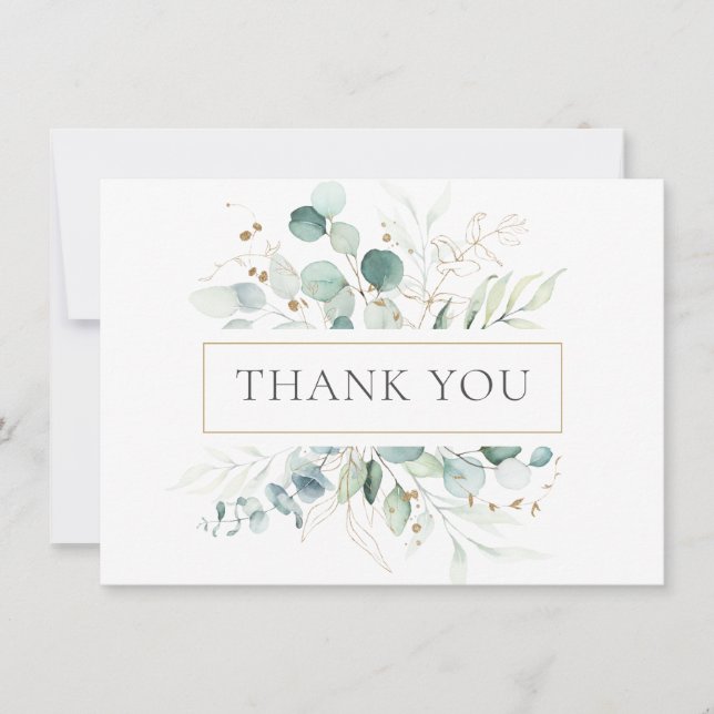 Watercolor Eucalyptus Greenery Thank You (Front)