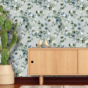 Watercolor Eucalyptus Greenery Vine pattern Wallpaper