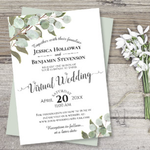 Watercolor Eucalyptus & Greenery Virtual Wedding Invitation