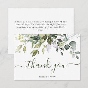 Watercolor Eucalyptus Greenery Watercolor Wedding Thank You Card