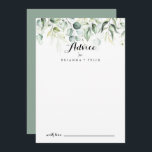 Watercolor Eucalyptus Greenery Wedding Advice Card<br><div class="desc">This watercolor eucalyptus greenery wedding advice card is perfect for a rustic wedding. This artistic design features hand-drawn, watercolor eucalyptus green foliage, inspiring natural beauty. These cards are perfect for a wedding, bridal shower, baby shower, graduation party & more. Personalise the cards with the names of the bride and groom,...</div>