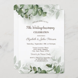 Watercolor Eucalyptus Greenery Wedding Anniversary Invitation
