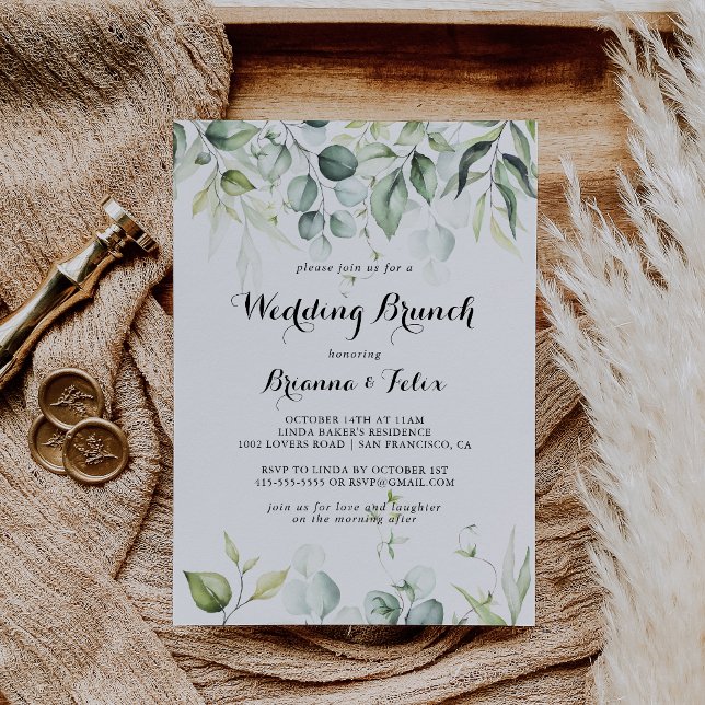 Watercolor Eucalyptus Greenery Wedding Brunch  Invitation (Creator Uploaded)