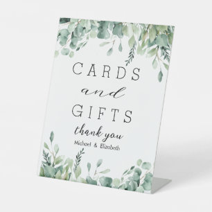 Watercolor Eucalyptus Greenery Wedding Cards Gifts Pedestal Sign