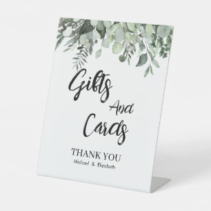 Watercolor Eucalyptus Greenery Wedding Cards Gifts Pedestal Sign