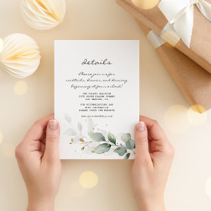Watercolor Eucalyptus Greenery Wedding Details Enclosure Card