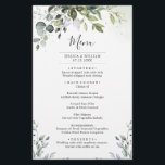 Watercolor Eucalyptus Greenery Wedding Dinner Menu<br><div class="desc">For further customisation,  please click the "customise further" link and use our design tool to modify this template. If you prefer Thicker papers / Matte Finish,  you may consider to choose the Matte Paper Type. 
 If you need help or matching items,  please contact me.</div>