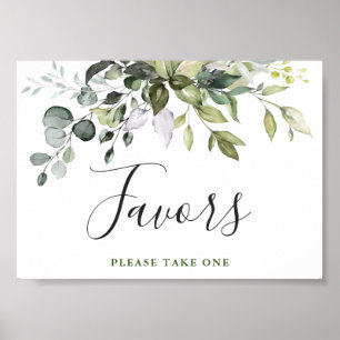 Watercolor Eucalyptus Greenery Wedding Favour Sign
