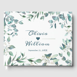 Watercolor Eucalyptus Greenery Wedding Guest Book