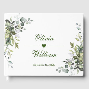 Watercolor Eucalyptus  Greenery Wedding Guest Book