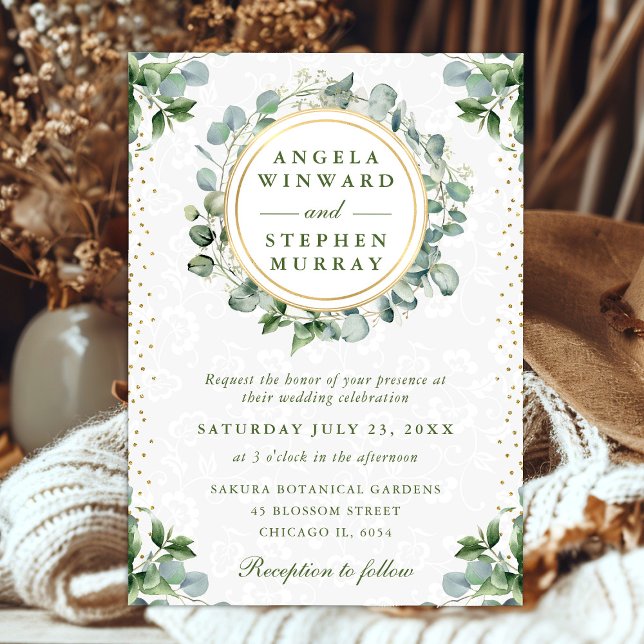 Watercolor Eucalyptus Greenery Wedding Invitation (Creator Uploaded)