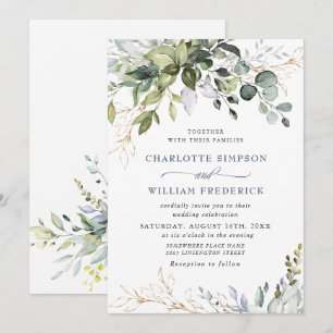 Watercolor Eucalyptus Greenery Wedding Invitation