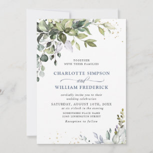 Watercolor Eucalyptus Greenery Wedding Invitation