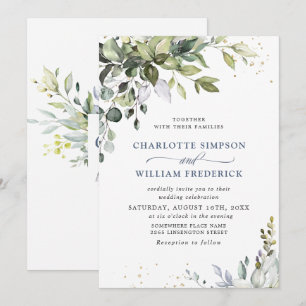 Watercolor Eucalyptus Greenery Wedding Invitation