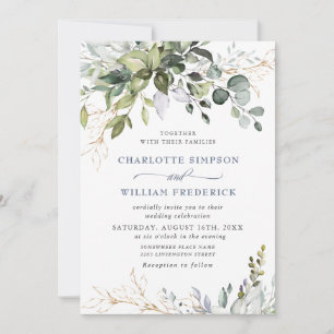 Watercolor Eucalyptus Greenery Wedding Invitation
