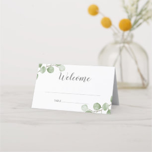 Watercolor Eucalyptus Greenery Wedding Place Card