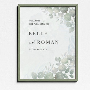 Watercolor Eucalyptus Greenery Wedding Poster