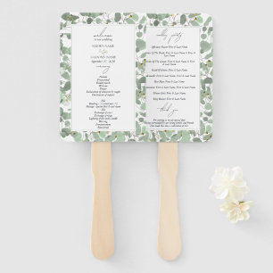 Watercolor Eucalyptus Greenery Wedding Program Hand Fan