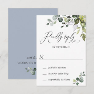 Watercolor Eucalyptus Greenery Wedding RSVP Card