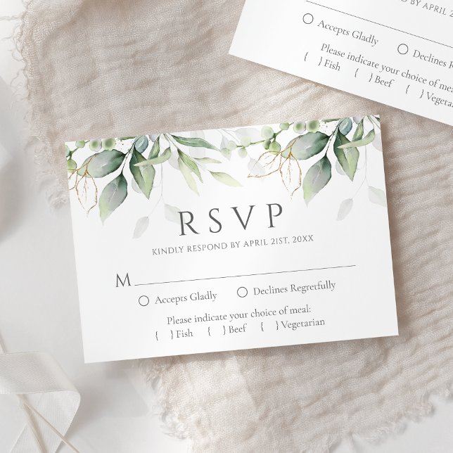 Watercolor Eucalyptus Greenery Wedding RSVP Card (Creator Uploaded)