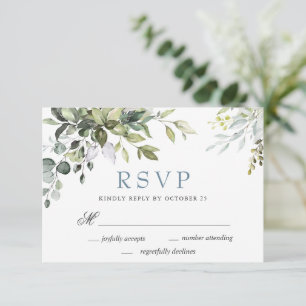 Watercolor Eucalyptus Greenery Wedding RSVP Card