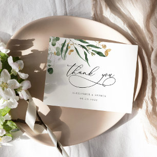 Watercolor eucalyptus greenery wedding thank you c card