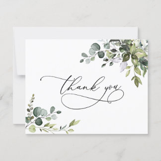 Watercolor Eucalyptus Greenery Wedding Thank You Card