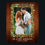Watercolor Eucalyptus Greenery Wood Gold Photo Poster<br><div class="desc">Watercolor Eucalyptus Greenery Gold Frame Wedding Photo Poster - Rustic Country Wood</div>