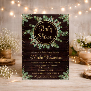 Watercolor Eucalyptus Greenery Wreath Baby Shower Invitation