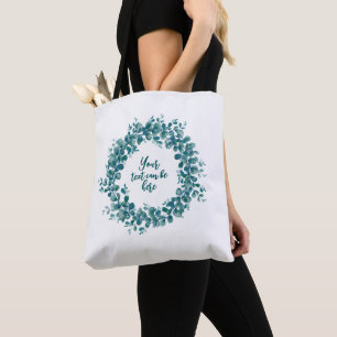 Watercolor eucalyptus greenery wreath tote bag