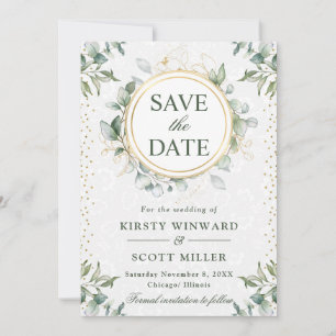 Watercolor Eucalyptus Greenery Wreath Wedding Save The Date