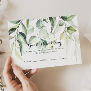 Watercolor Eucalyptus Guess How Many Game Card