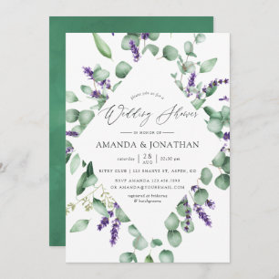 Watercolor Eucalyptus Lavender Greenery Wedding Invitation