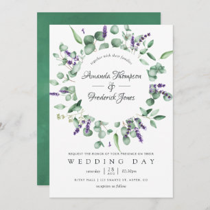 Watercolor Eucalyptus Lavender Greenery Wedding Invitation
