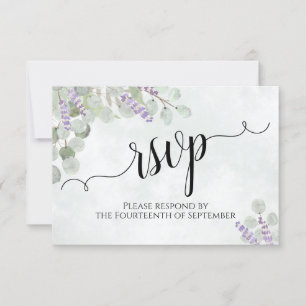 Watercolor Eucalyptus & Lavender Rustic Wedding RSVP Card