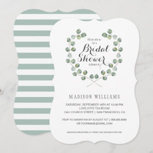 Watercolor Eucalyptus Leaf Frame   Bridal Shower Invitation