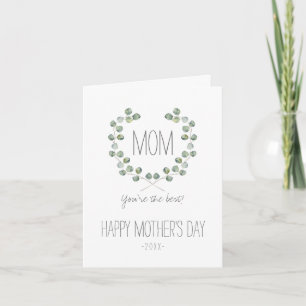 Watercolor Eucalyptus Leaf Frame   Mother's Day Card